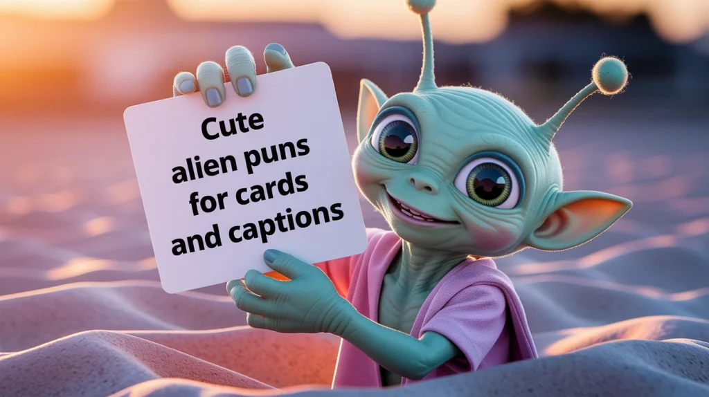 Cute alien puns for cards and captions