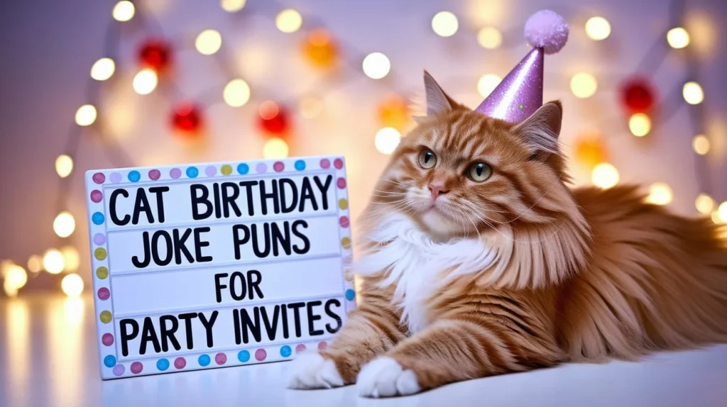 Cat Birthday Joke Puns for Party Invites