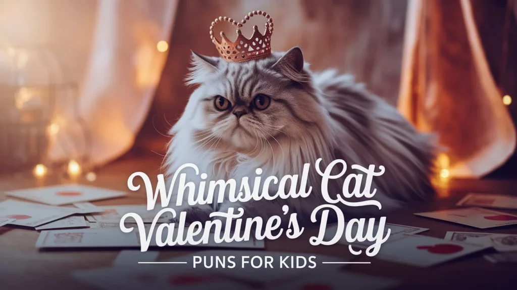 Whimsical Cat Valentine's Day Puns for Kids